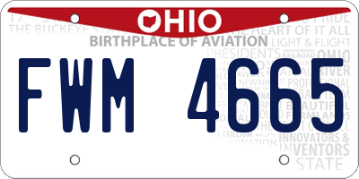 OH license plate FWM4665