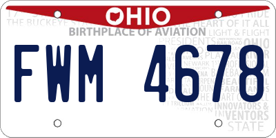 OH license plate FWM4678