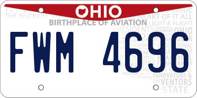 OH license plate FWM4696