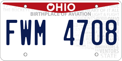 OH license plate FWM4708