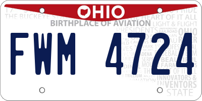 OH license plate FWM4724