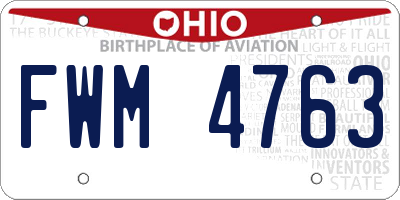 OH license plate FWM4763