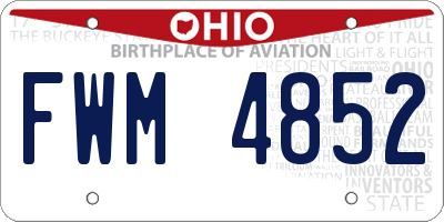 OH license plate FWM4852
