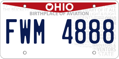 OH license plate FWM4888