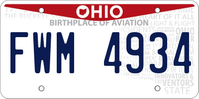 OH license plate FWM4934