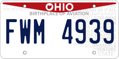 OH license plate FWM4939