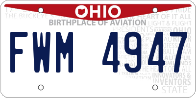 OH license plate FWM4947