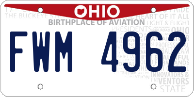 OH license plate FWM4962