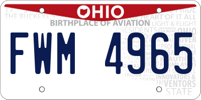 OH license plate FWM4965