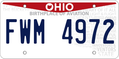 OH license plate FWM4972