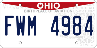OH license plate FWM4984