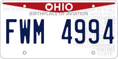 OH license plate FWM4994