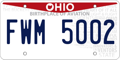 OH license plate FWM5002