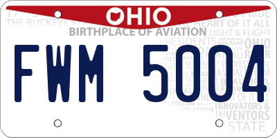 OH license plate FWM5004