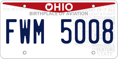 OH license plate FWM5008