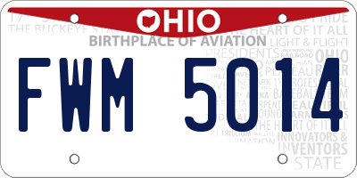 OH license plate FWM5014