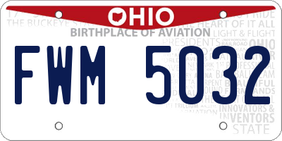 OH license plate FWM5032