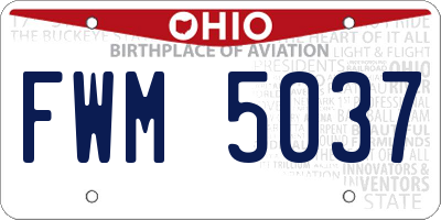 OH license plate FWM5037