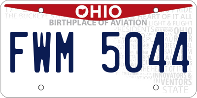 OH license plate FWM5044