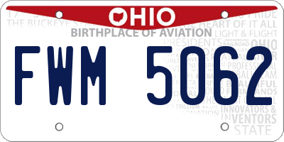 OH license plate FWM5062