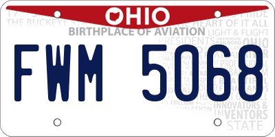 OH license plate FWM5068