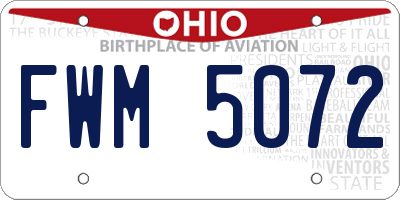 OH license plate FWM5072