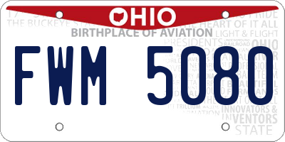 OH license plate FWM5080