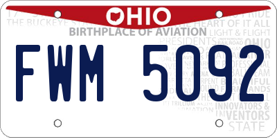 OH license plate FWM5092