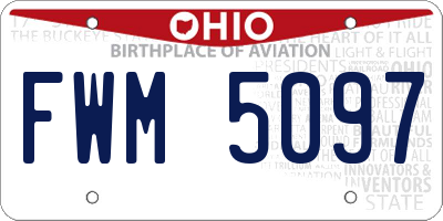OH license plate FWM5097