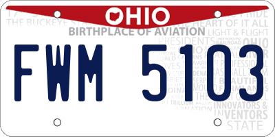 OH license plate FWM5103