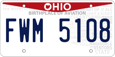 OH license plate FWM5108