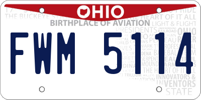 OH license plate FWM5114