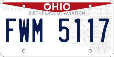 OH license plate FWM5117