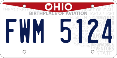 OH license plate FWM5124