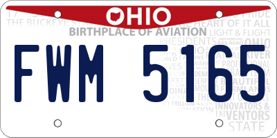 OH license plate FWM5165
