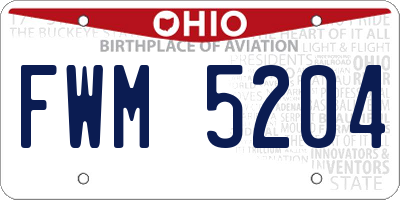 OH license plate FWM5204