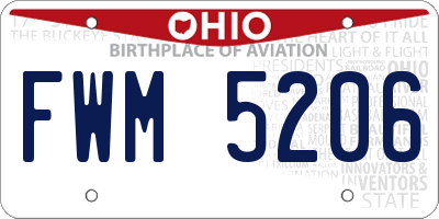 OH license plate FWM5206