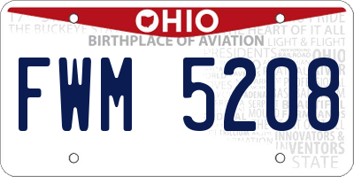 OH license plate FWM5208
