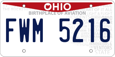 OH license plate FWM5216