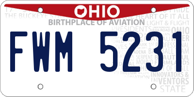 OH license plate FWM5231