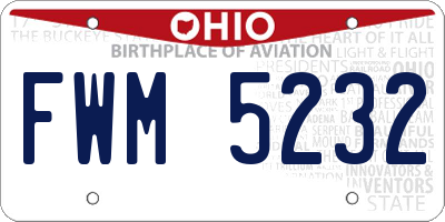 OH license plate FWM5232