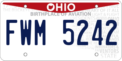 OH license plate FWM5242