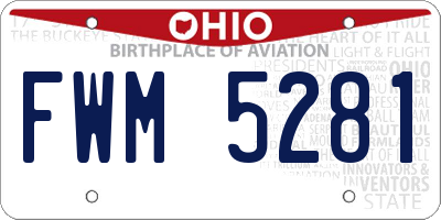 OH license plate FWM5281