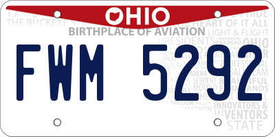 OH license plate FWM5292