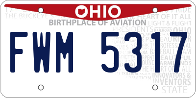 OH license plate FWM5317