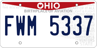 OH license plate FWM5337