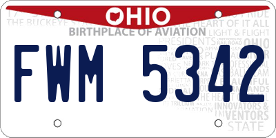 OH license plate FWM5342