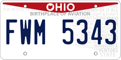 OH license plate FWM5343