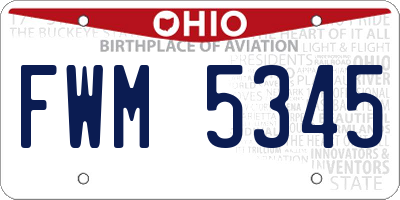 OH license plate FWM5345