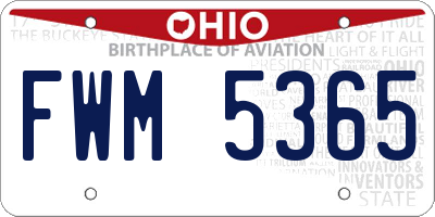 OH license plate FWM5365